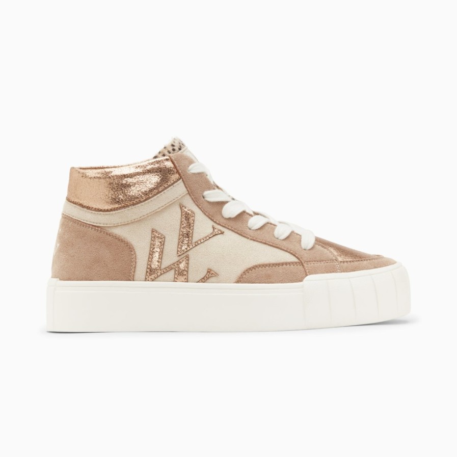 Shoes Vanessa Wu | Suzie Beige And Rose Gold Monogram Lace-Up Sneakers ...